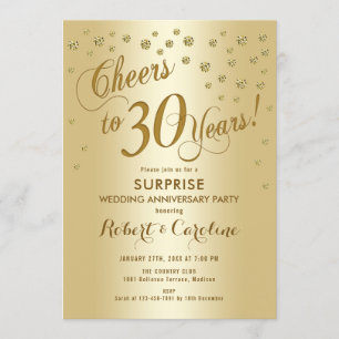 Invitation Surprise pour le 30e anniversaire de mariage - Or
