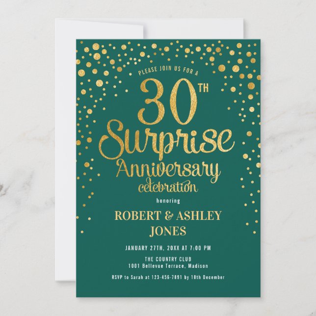 Invitation Surprise pour le 30ème anniversaire de mariage - É (Devant)