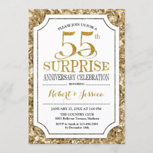 Invitation Surprise pour le 55e anniversaire de mariage - Or 