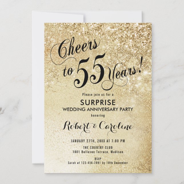 Invitation Surprise pour le 55e anniversaire de mariage - Or (Devant)