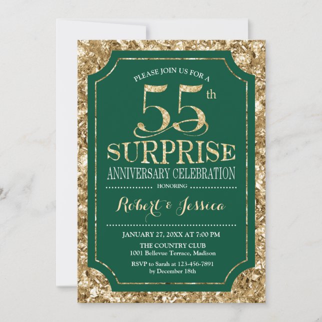 Invitation Surprise pour le 55e anniversaire de mariage - Ver (Devant)