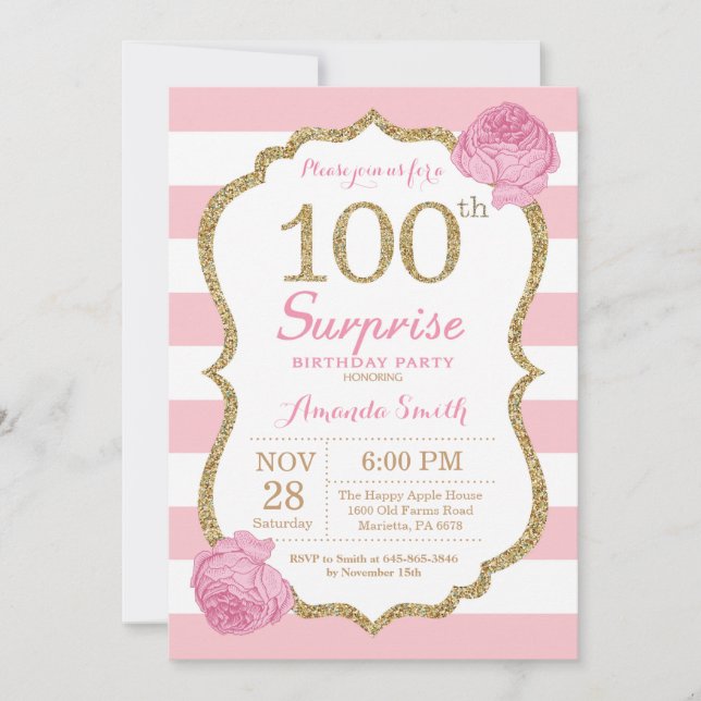 Invitation surprise pour les 100 ans Anniversaire  (Devant)