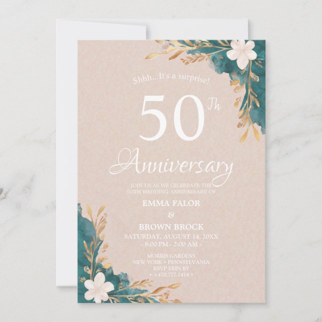 Invitation surprise pour les 50 ans de mariage (Devant)