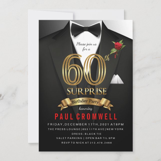 Invitation surprise pour les 60 ans en smoking (Devant)