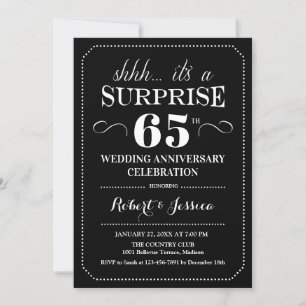 Invitation Surprise pour les 65 ans de mariage - Noir Blanc