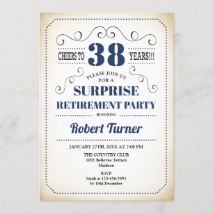 Invitation Surprise Retirement Party - Navy Blue White