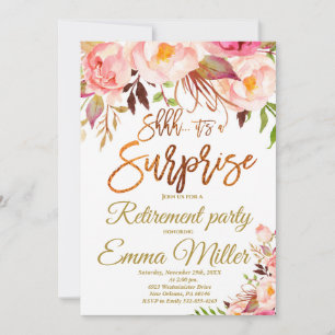 Invitation Surprise Retraite Party, Boho Floral Retraite