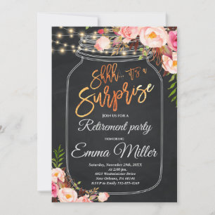 Invitation Surprise Retraite Party, Boho Floral Retraite