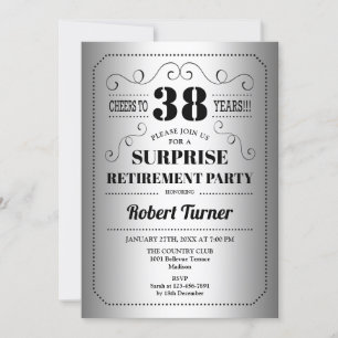 Invitation Surprise Retraite Party - Silver Black