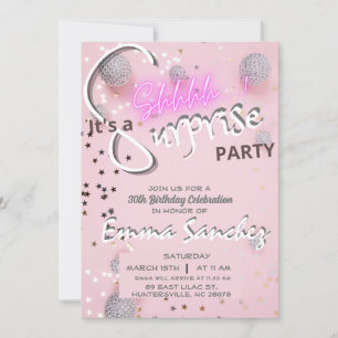 Invitation surprise rose et grise avec QR rsvp