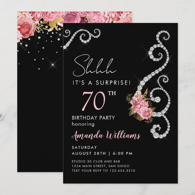 Invitation surprise Roses Diamont 60e anniversaire (Devant / Derrière)