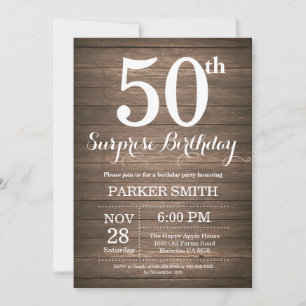 Invitation surprise rustique pour 50e anniversaire