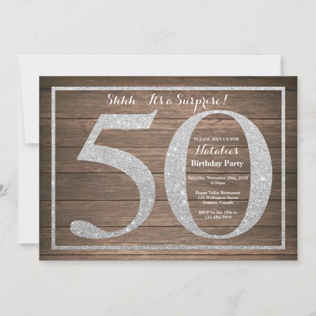 Invitation surprise rustique pour 50e anniversaire (Devant)