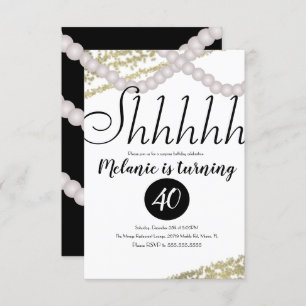 Invitation Surprise Shhhhh Pearl Foil fête d'anniversaire