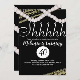 Invitation Surprise Shhhhh Pearl Foil fête d'anniversaire