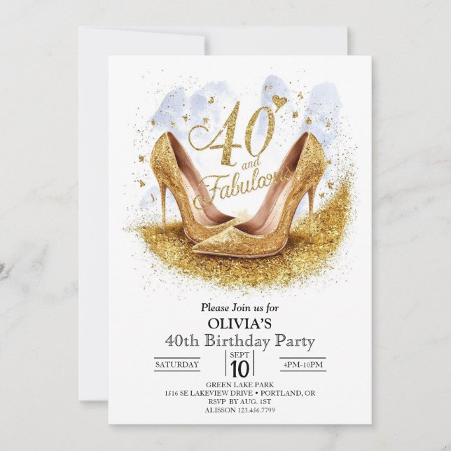 Invitation Surprise Simple Digital Gold 40e anniversaire (Devant)