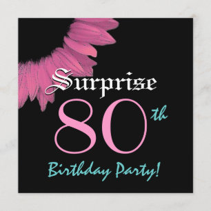 Invitation SURPRISE Tournesol rose Modèle 80e anniversaire
