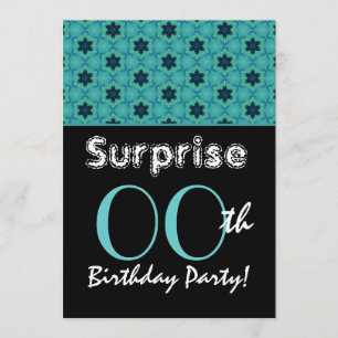 Invitation SURPRISE Toute année Anniversaire Étoiles Turquois
