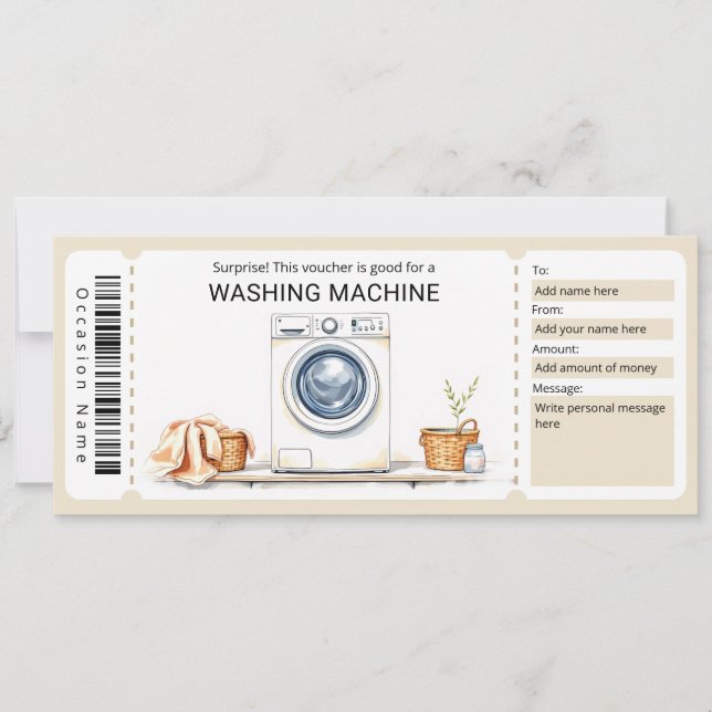 Invitation Surprise Washing Machine Gift Certificate  (Devant)