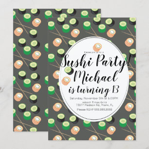 Invitation Sush Rolls Grey Anniversaire Hibachi Restaurant