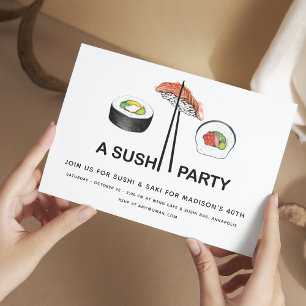 Invitation Sushi Anniversaire Fête Moderne Simple Élégant