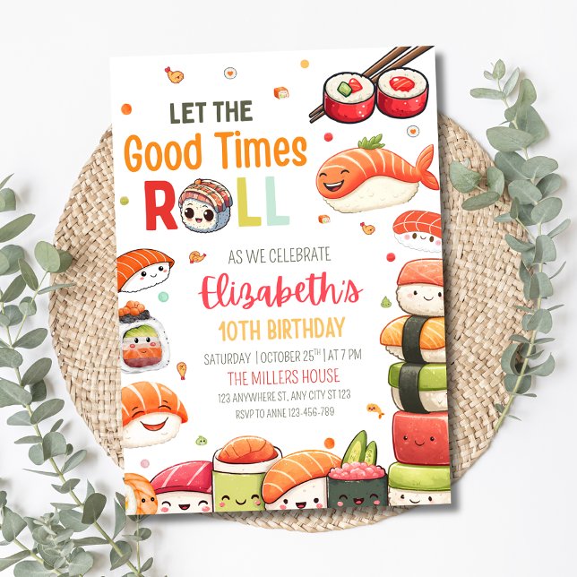 Invitation Sushi Anniversaire Invitation, thème alimentaire A (Créateur téléchargé)