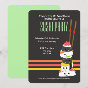 Invitation Sushi Party Cute Kawaii Personnaliser le japonais