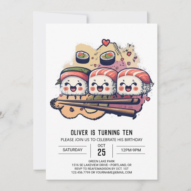 Invitation Sushi Party Editable Anniversaire (Devant)
