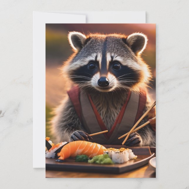 invitation sushi raccoon (Devant)