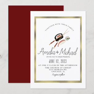 Invitation Sushi Roll Asiatique Japon Restaurant Mariage