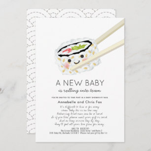 Invitation Sushi Roll Kawaii Baby shower par courrier
