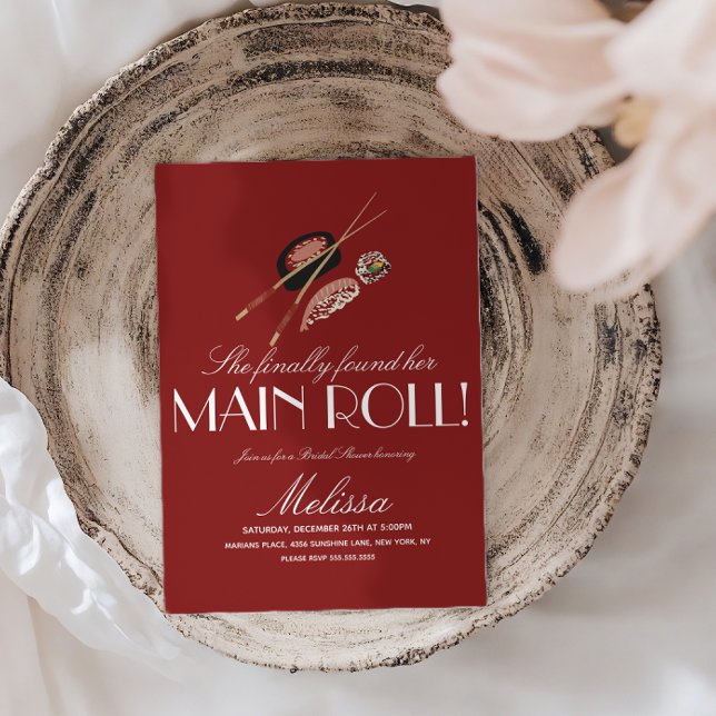 Invitation Sushi Rolls Chopsticks Japan Saki Bridal Shower (Créateur téléchargé)