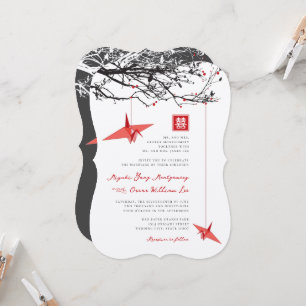 Invitation Suspendre des grues en papier d'origami Citation d