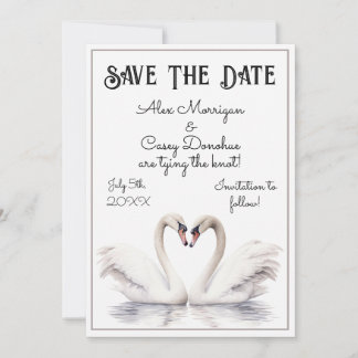 Invitation Swan Couple Enregistrer La Date