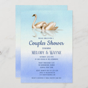 Invitation Swan Love Elegance Couples Douche