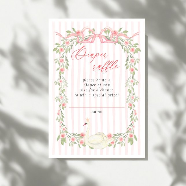 Invitation Swan Pink Bow Floral Roses Baby Shower (Créateur téléchargé)
