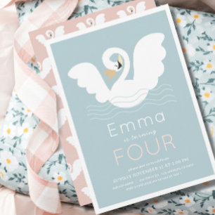 Invitation Swan Princess Moderne Blue Girl Anniversaire