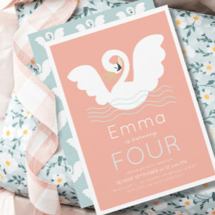 Invitation Swan Princess rose moderne fille Anniversaire