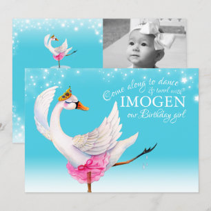 Invitation Swan sur ballet lac 2e anniversaire aqua invitatio