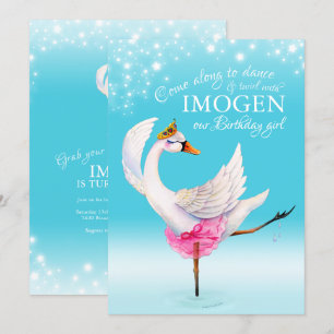 Invitation Swan sur ballet lac 3e anniversaire aqua invitatio