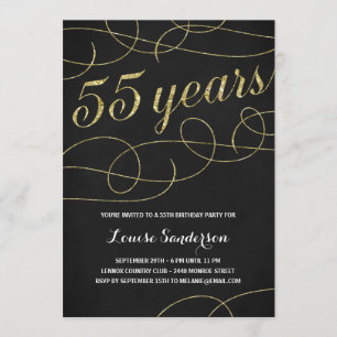 Invitation Swanky Faux Gold Foil 55e fête d'anniversaire