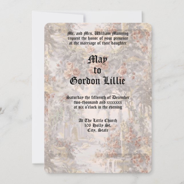 Invitation Swans Parmi Le Jardin Rose (Devant)