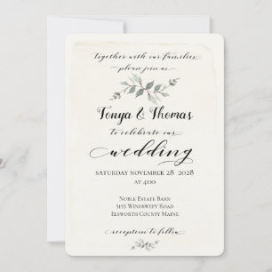 Invitation Swash Font Calligraphie Rustique Ivoire Mariage lé