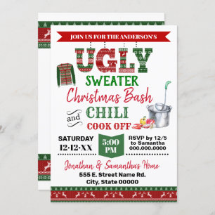 Invitation Sweat et chili moches Cook off Christmas Bash