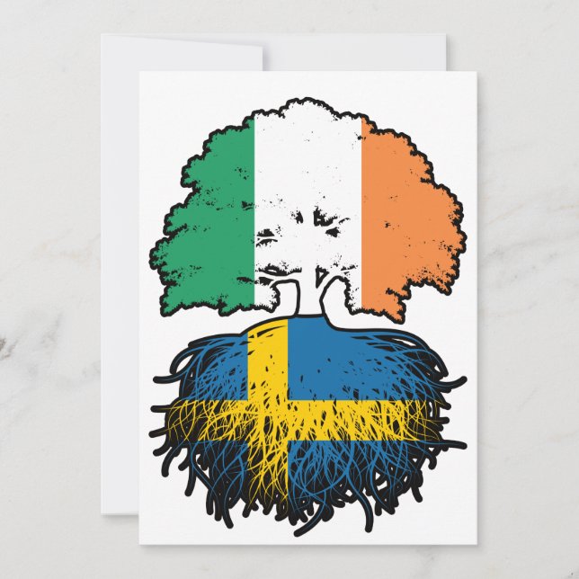 Invitation Sweden Irish Ireland Tree Roots Flag (Devant)