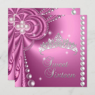 Invitation Sweet 16 16e anniversaire Silver White Pink Pearl