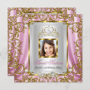 Invitation Sweet 16 16th Birthday Pink Gold Photo