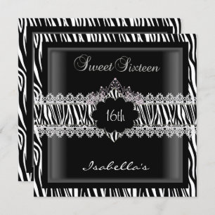 Invitation Sweet 16 16th Zebra Lace Sweet sixteen 2