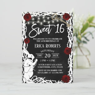 Invitation Sweet 16 Alice in Wonderland Thorn & Flower Rose