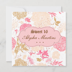 Invitation Sweet 16 Anniversaire Cottagecore Floral Rose Blan